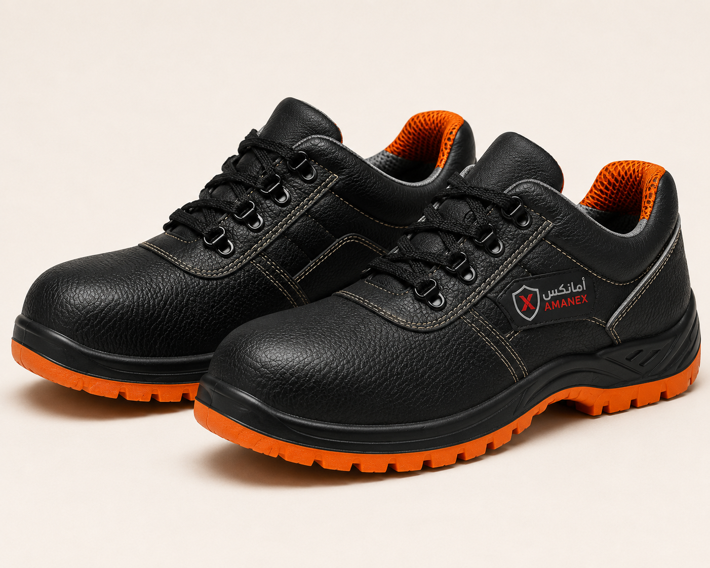 Black-Orange Low-Cut Safety Shoes